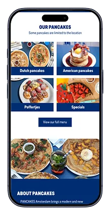 Het pannenkoekenmenu op mobiel